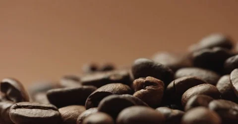 Roasted coffee beans close up video Stock Footage