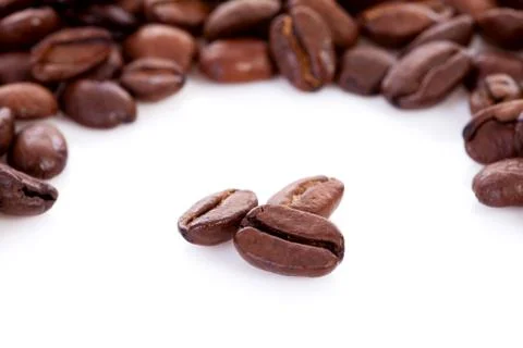 Roasted coffee beans in closeup Foto stock