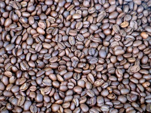 Roasted coffee beans closeup Stock Photos