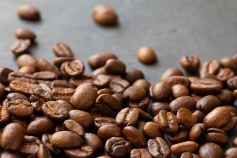 Roasted coffee beans closeup Stock Photos