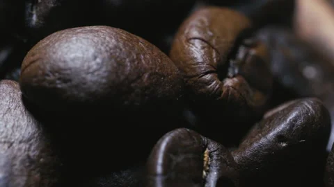Roasted coffee beans in a cloth bag. Smoke from coffee roasting. Stock Footage 157316472