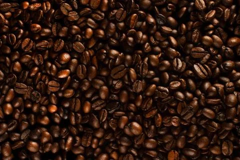 Roasted coffee beans. Coffee beans with low key light layout Stock Photos