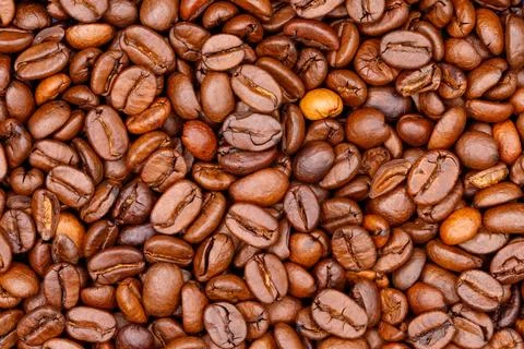 Roasted coffee beans creating a rich brown seamless background Stock Photos