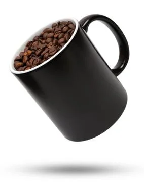Roasted coffee beans in a Cup isolated on a white background Stock Photos
