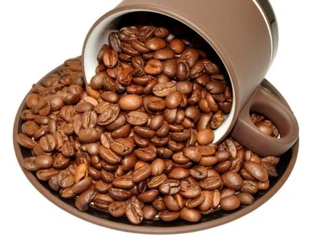 Roasted Coffee Beans In Cup Stock Photos