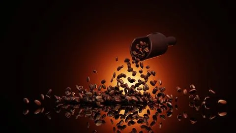 Roasted Coffee Beans In Dark Stock Photos