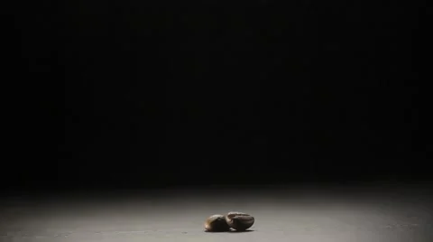 Roasted coffee beans drops down Video stock 67182871