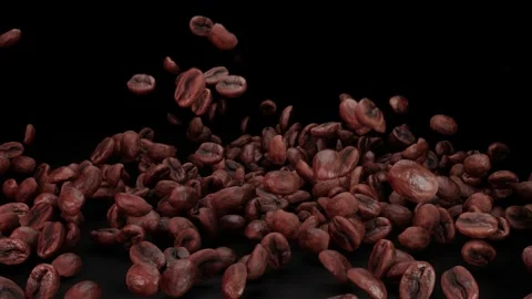 Roasted coffee beans fall on black background. Coffee to go. Stock Footage 164820876