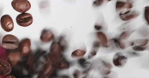 Roasted Coffee Beans Fall Down Video stock 150059281