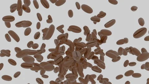 Roasted coffee beans fall on a white background. Stock Footage 131069011