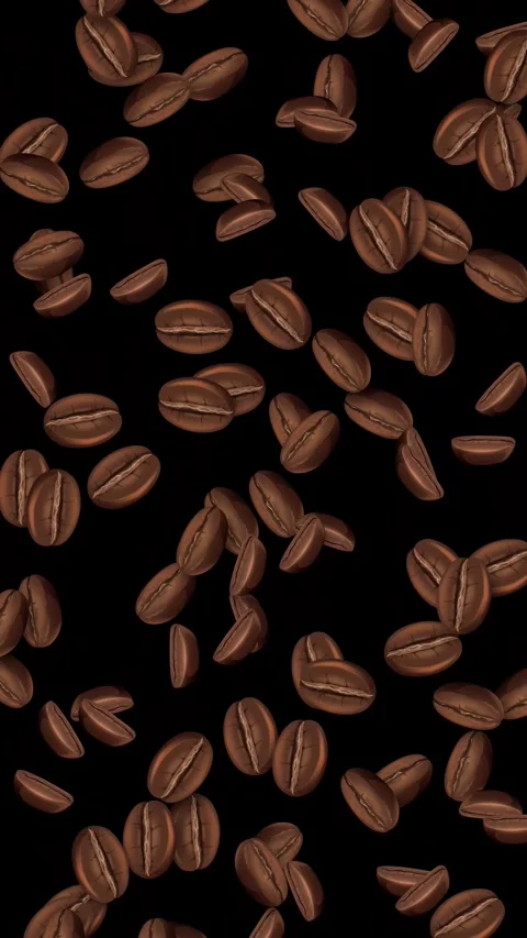 Roasted Coffee Beans Falling Against a Solid Black Background Stock Footage 344518719