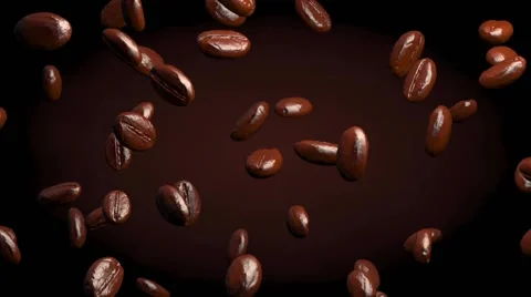 Roasted coffee beans falling down, with alpha matte Stock Footage 41873602