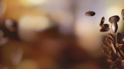 Roasted coffee beans falling down Stock-Footage 123464182