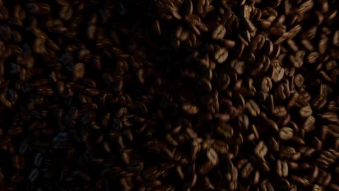 Roasted coffee beans falling in slow motion. Stock Footage 328608957