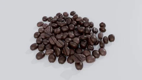 Roasted Coffee Beans Heap Studio Shot 4K Stock Illustration