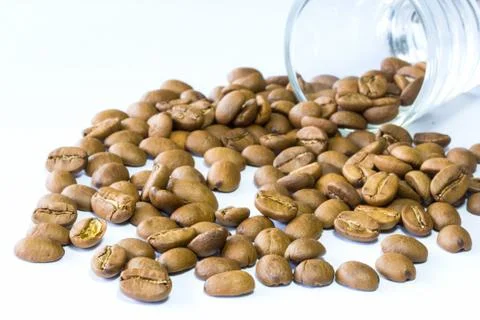 Roasted coffee beans on isolate white background 스톡 사진