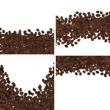 Roasted coffee beans isolated on white background vector set Stock Illustration