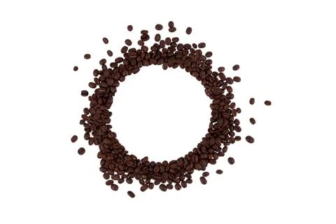 Roasted coffee beans isolated on a white background with copy space in the .. Stock Photos