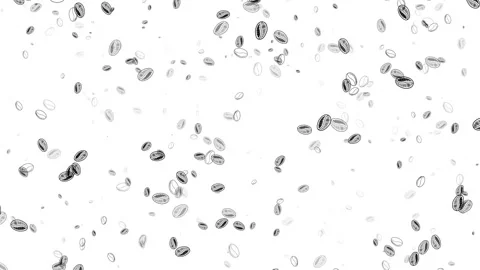 Roasted coffee beans jumping and falling down in super slow motion in 4K Stock Footage 244880662