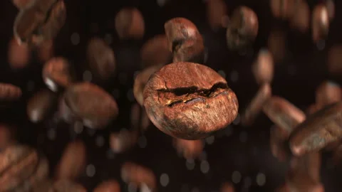 Roasted coffee beans jumping in super slow motion in 4K 库存影片 144566926