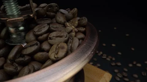 Roasted Coffee Beans Macro Close Up Stock Footage 131501123