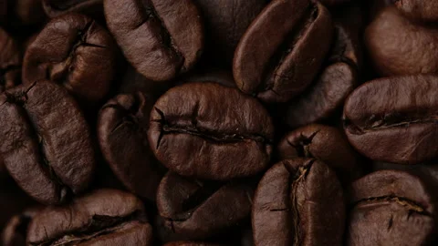 Roasted coffee beans macro, rotate 스톡 동영상 201840710