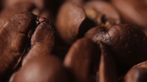 Roasted coffee beans macro shot Stock Footage 113779205