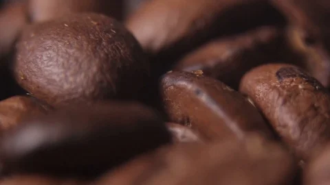 Roasted coffee beans macro shot Stock Footage 113782990