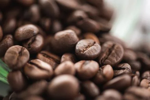 Roasted Coffee Beans in nice brown color Stock Photos