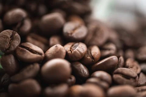 Roasted Coffee Beans in nice brown color Stock Photos