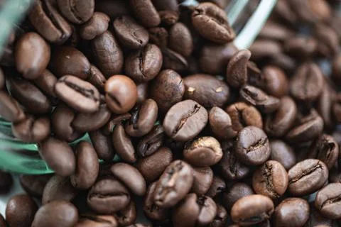 Roasted Coffee Beans in nice brown color Stock Photos
