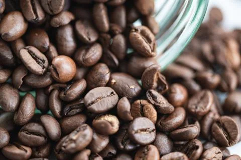 Roasted Coffee Beans in nice brown color Stock Photos