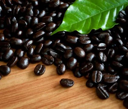 Roasted coffee beans . Stock Photos