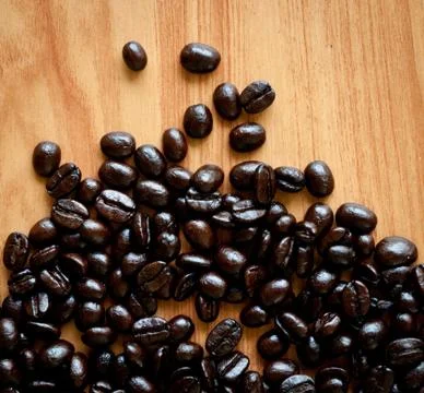 Roasted coffee beans . Stock Photos