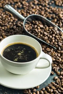 Roasted coffee beans. Stock Photos