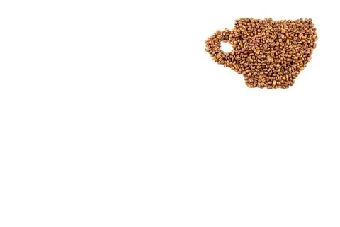 Roasted coffee beans placed in the form of a cup of coffee Stock Photos