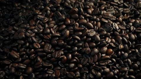 Roasted Coffee Beans Poured Into Pile Stock Footage 78215579