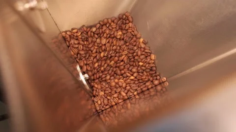 Roasted coffee beans pouring over Stock Footage 170696979