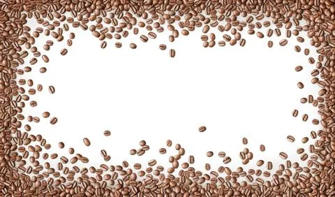 Roasted coffee beans In rectangle frame shape Stock Photos