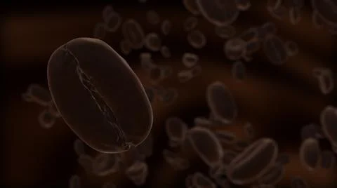 Roasted coffee beans rotating on brown background イラスト素材