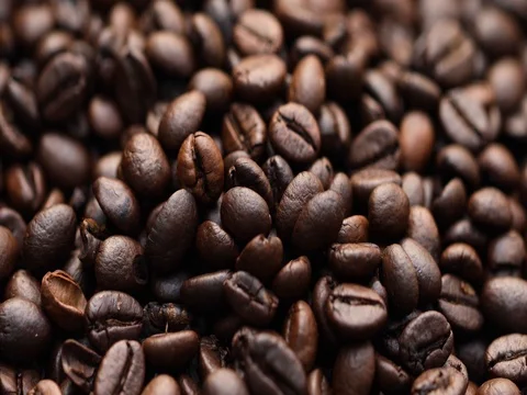 Roasted Coffee Beans, Rotating Macro Shot Stock Footage 74921834