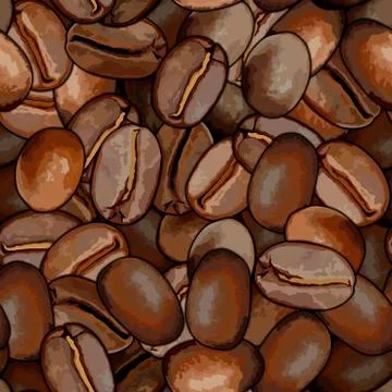 Roasted coffee beans seamless background pattrern illustration Stock Illustration