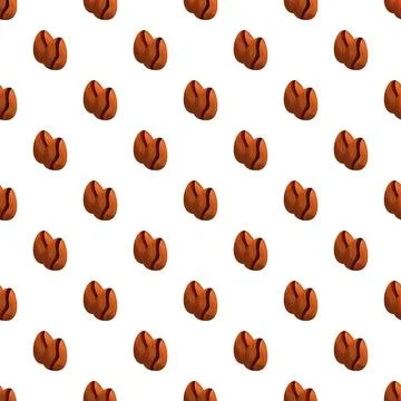 Roasted coffee beans seamless pattern repeating coffee seed background Stock Illustration