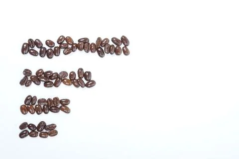 Roasted coffee beans in shape of Bar Chat on white background Stock Photos