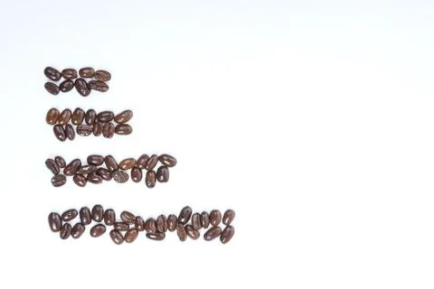 Roasted coffee beans in shape of Bar Chat on white background Stock Photos