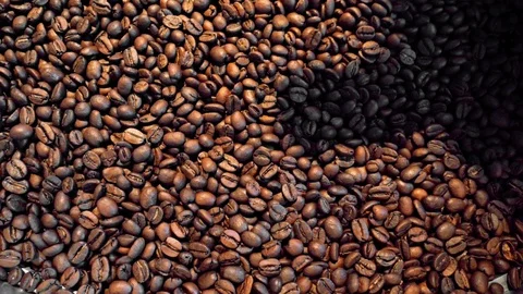 Roasted Coffee Beans, Slow Motion. Stock Footage 100900513
