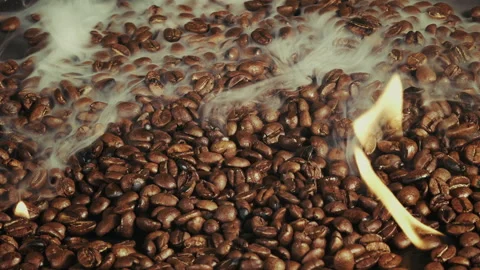 Roasted Coffee Beans in Smoke Ambiance Vídeos de archivo 318967147