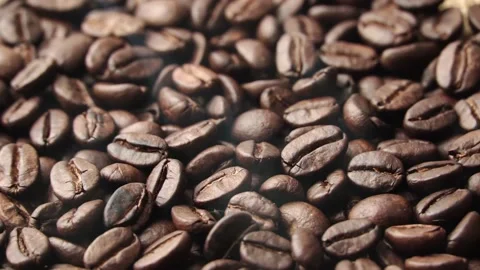 Roasted coffee beans, the smoke comes from the coffee beans. All elements will s 스톡 동영상 207174380