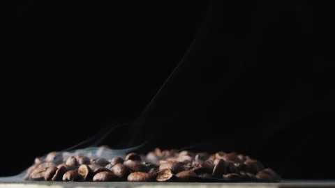 Roasted coffee beans with a smoke Stock Footage 101770109