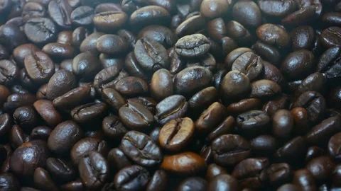 Roasted coffee beans, smoke out. Stock Footage 80968461
